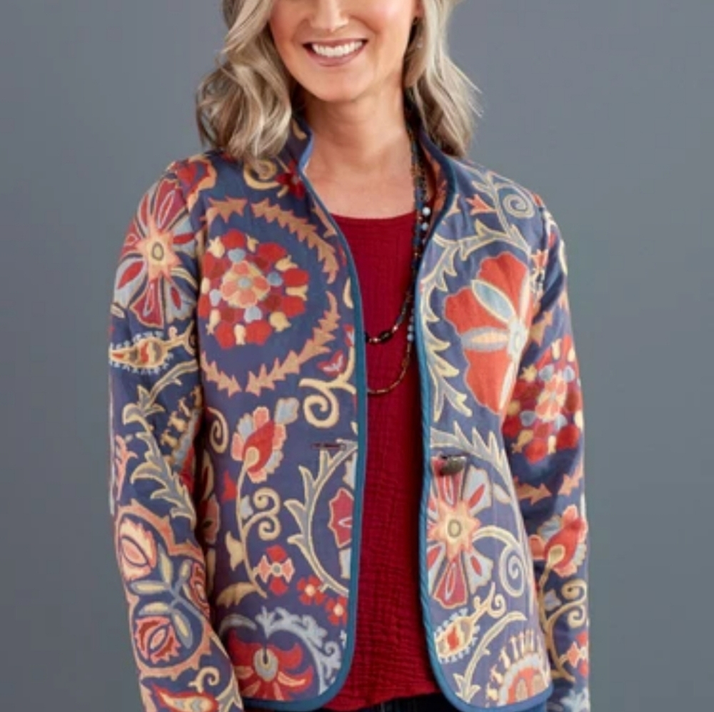 NEW Southwestern Sante Fe Nights Floral Reversable Embroidered Jacket by Trimdin